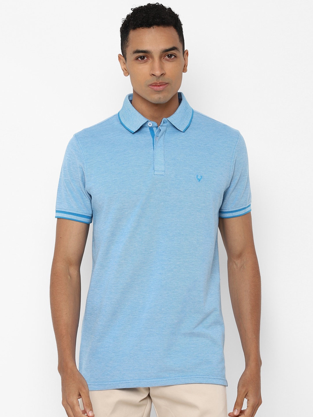 

Allen Solly Men Blue Solid Polo Collar T-shirt