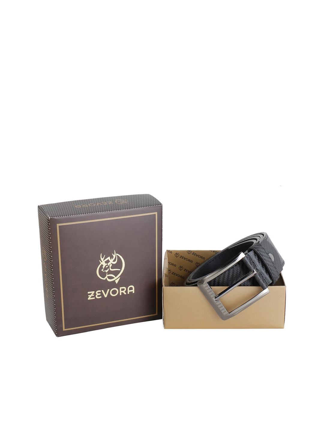 

ZEVORA Men Black Textured Belt