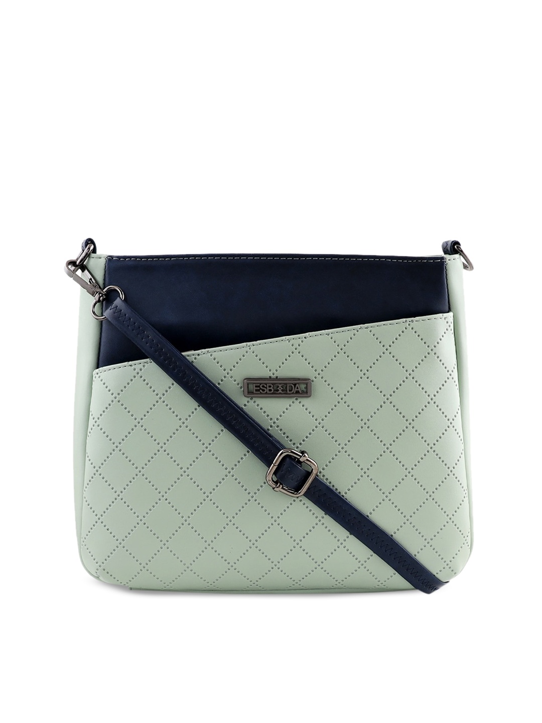 

ESBEDA Green & Navy Blue Colourblocked Sling Bag