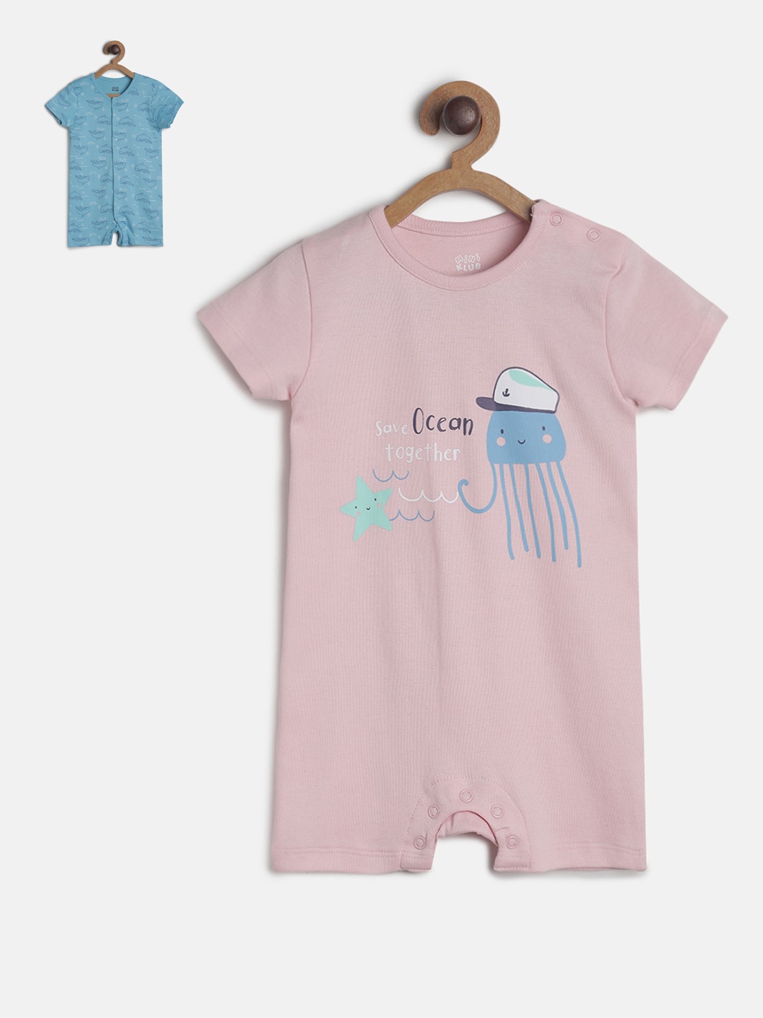 

MINI KLUB Infant Boys Pack of 2 Printed Rompers, Blue