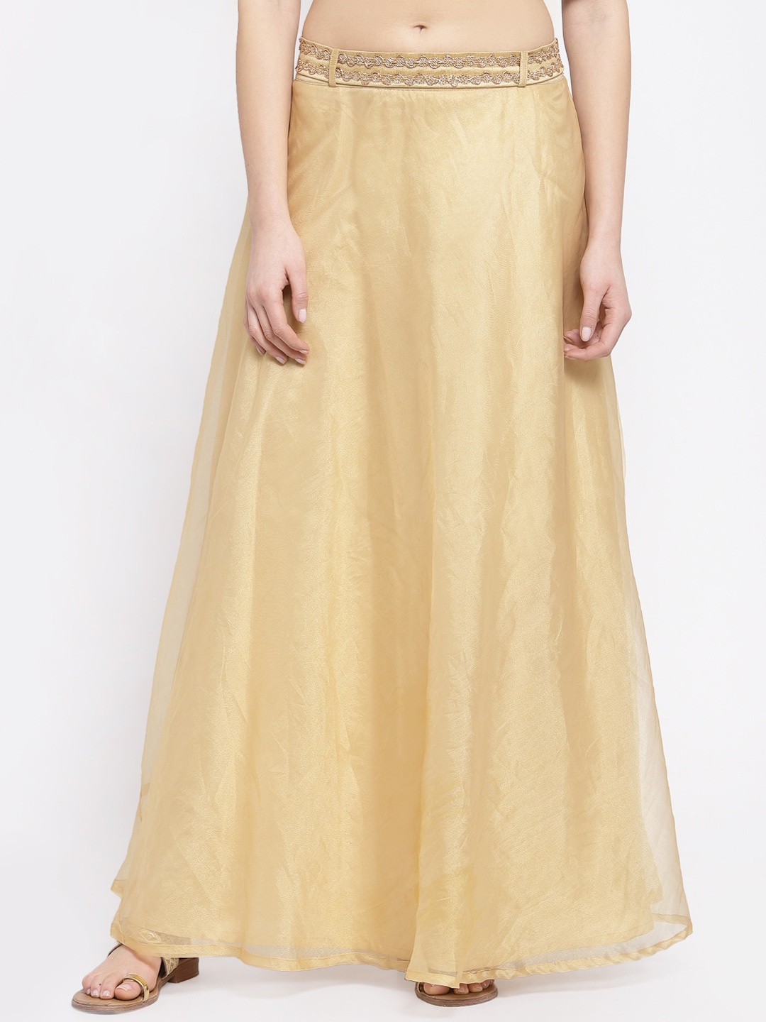 

studio rasa Women Beige Solid Maxi Flared Skirt