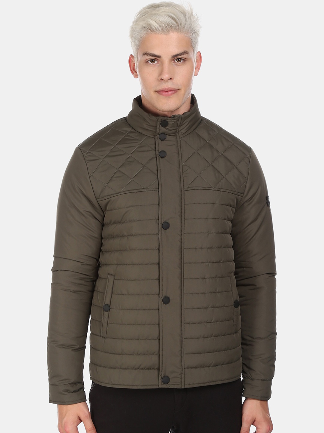 

Arrow Sport Men Green Solid Puffer Jacket