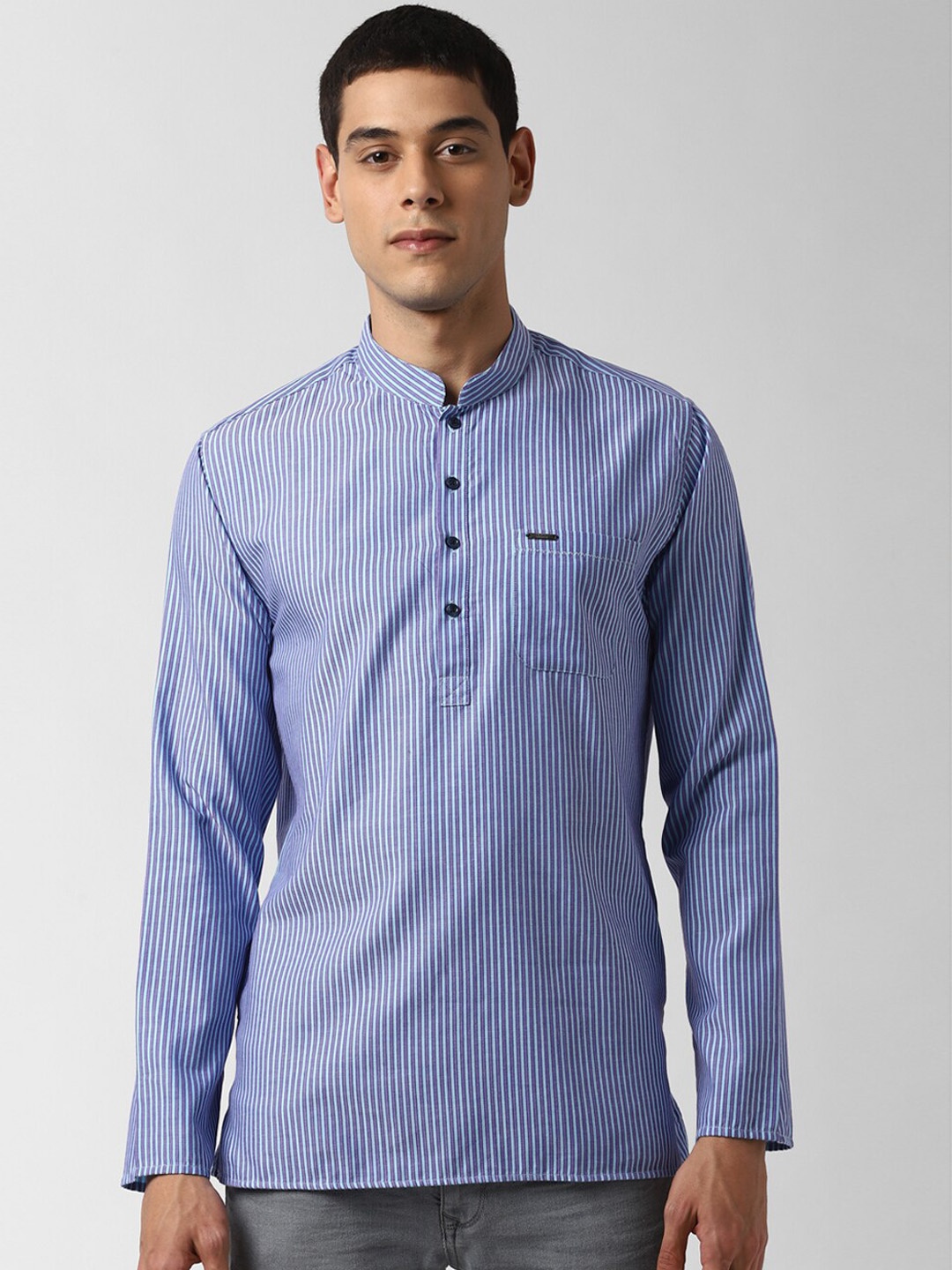 

Peter England Blue Striped Kurta
