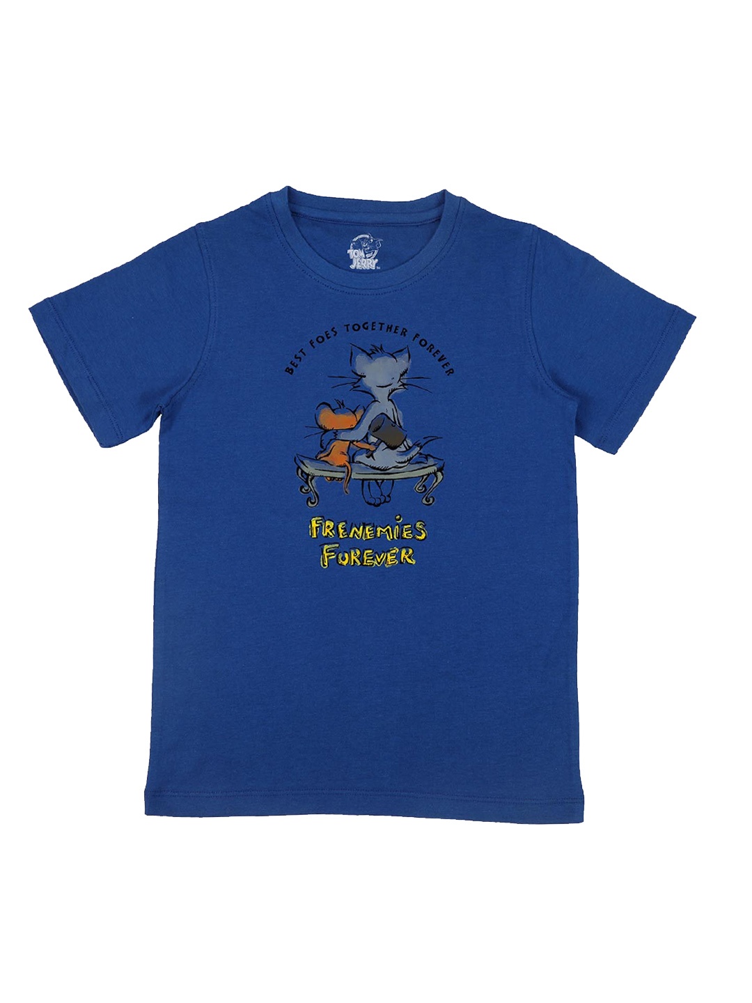 

Tom Jerry Boys Blue Grey Printed Round Neck Cotton Pure Cotton T-shirt