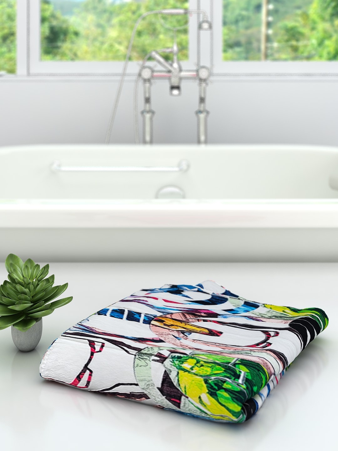 

Marvel Off-White & Blue Athom Trendz Disney Avengers Print 300 GSM Bath Towel
