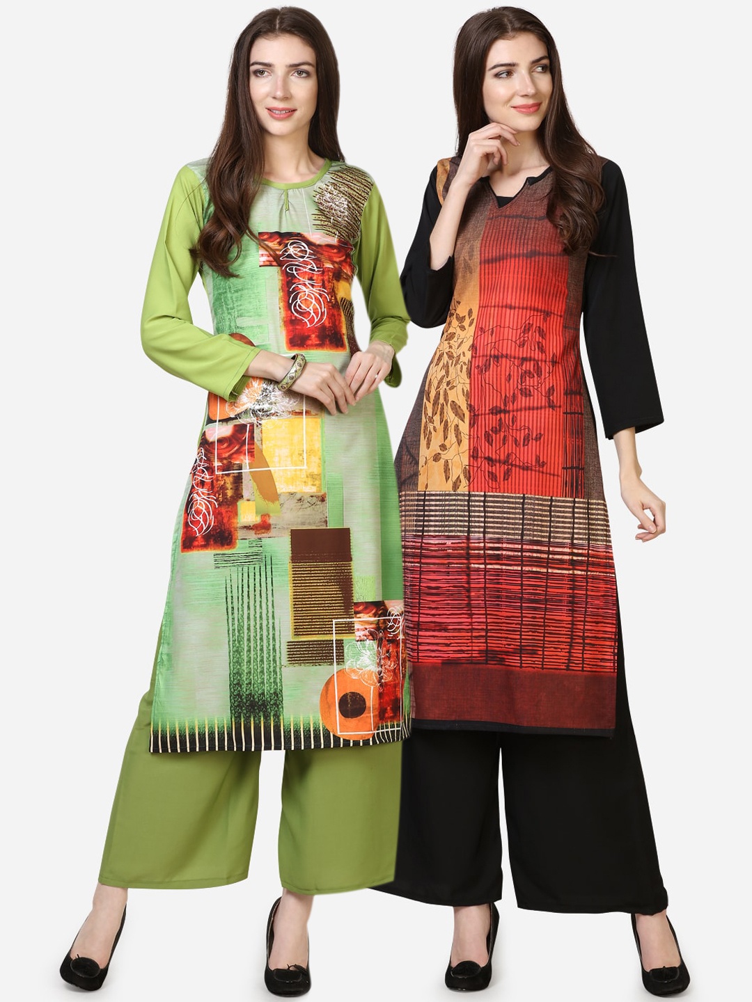 

Florence Green Printed Crepe Kurta