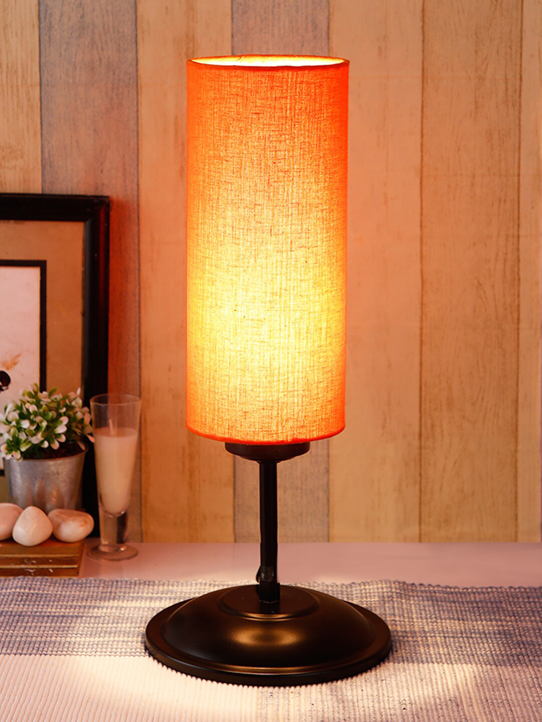 

Devansh Orange & Black Solid Cylindrical Table Lamp