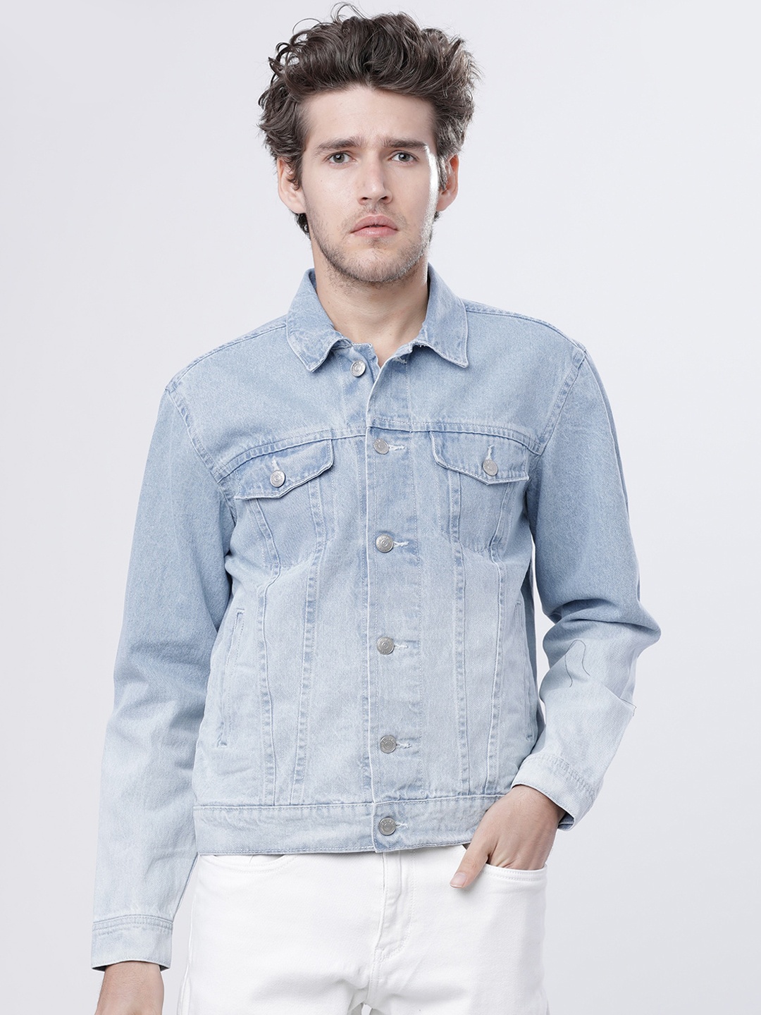 

HIGHLANDER Men Blue Solid Denim Jacket