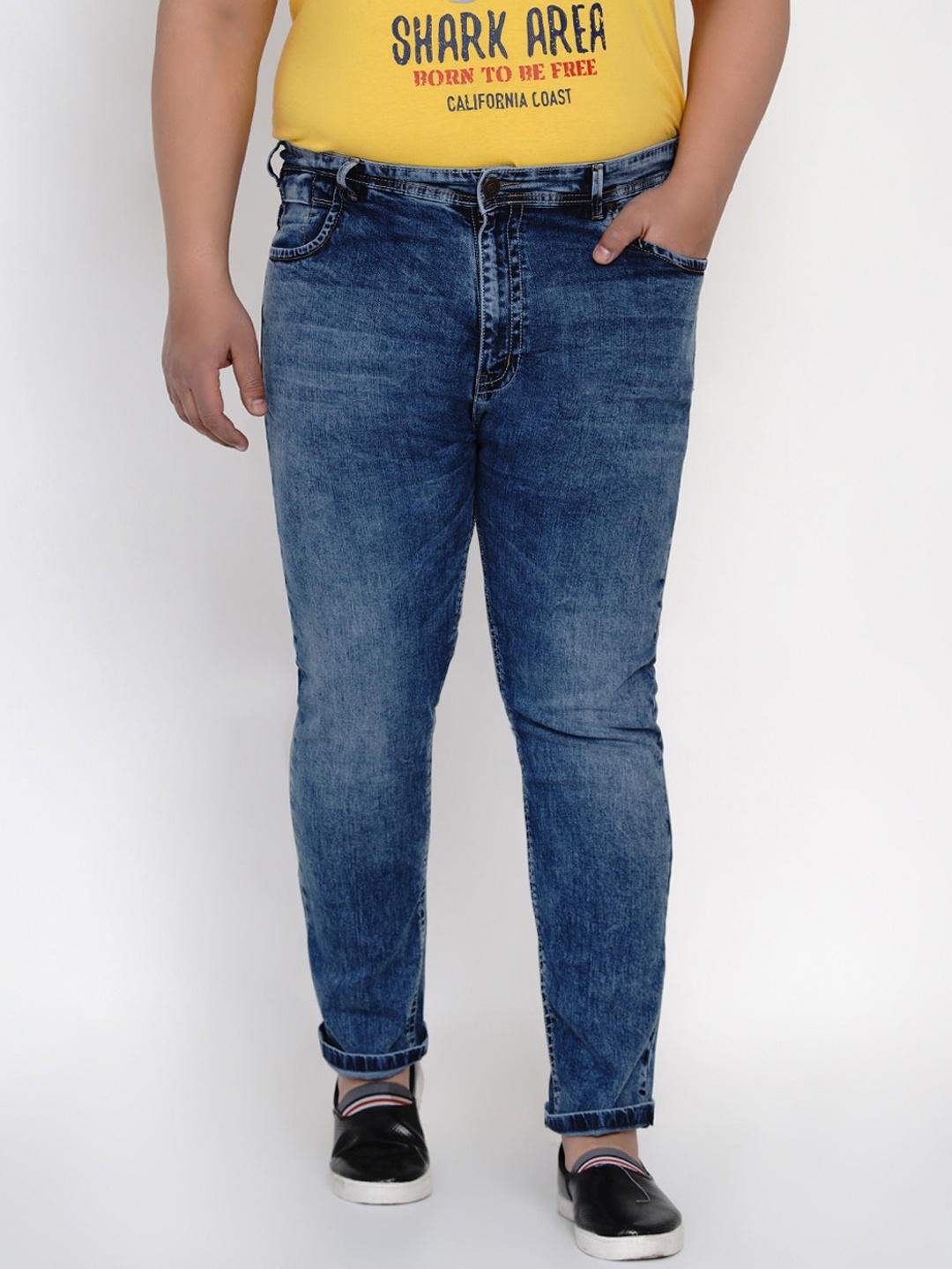 

John Pride Plus Size Men Relaxed Fit Mid-Rise Stretchable Clean Look Jeans, Blue