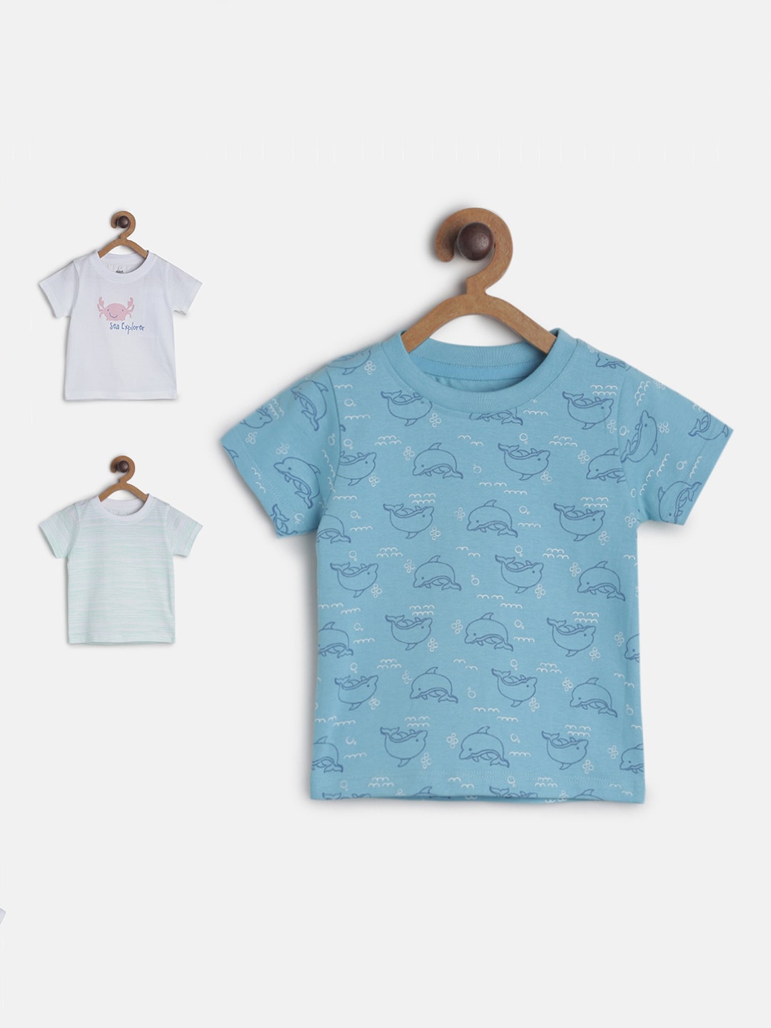 

MINI KLUB Boys Pack of 3 Printed Round Neck Cotton Pure Cotton T-shirt, Multi
