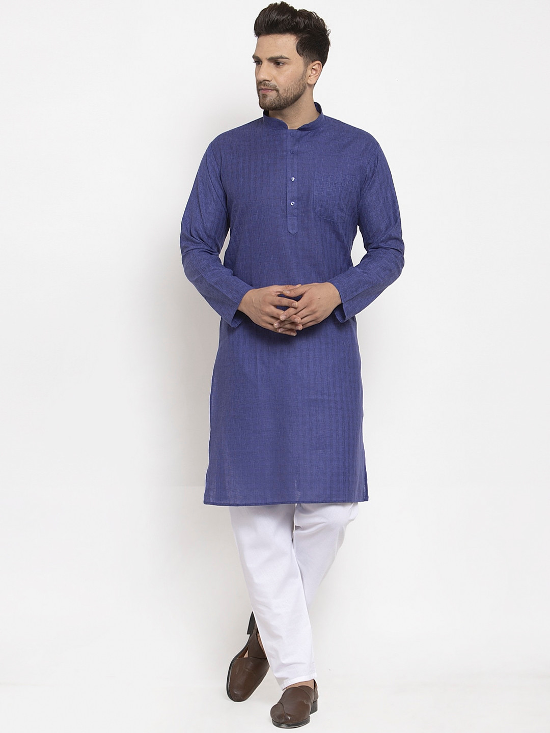

GRACIT Men Blue Self-Checked Kurta with Pyjamas
