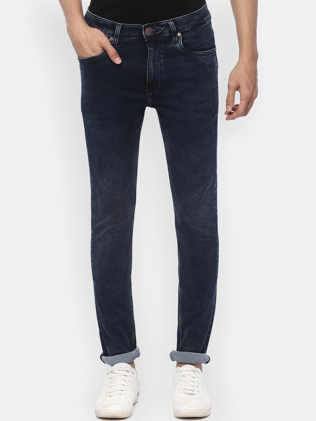 

Louis Philippe Jeans Men Navy Blue Slim Fit Mid-Rise Clean Look Stretchable Jeans
