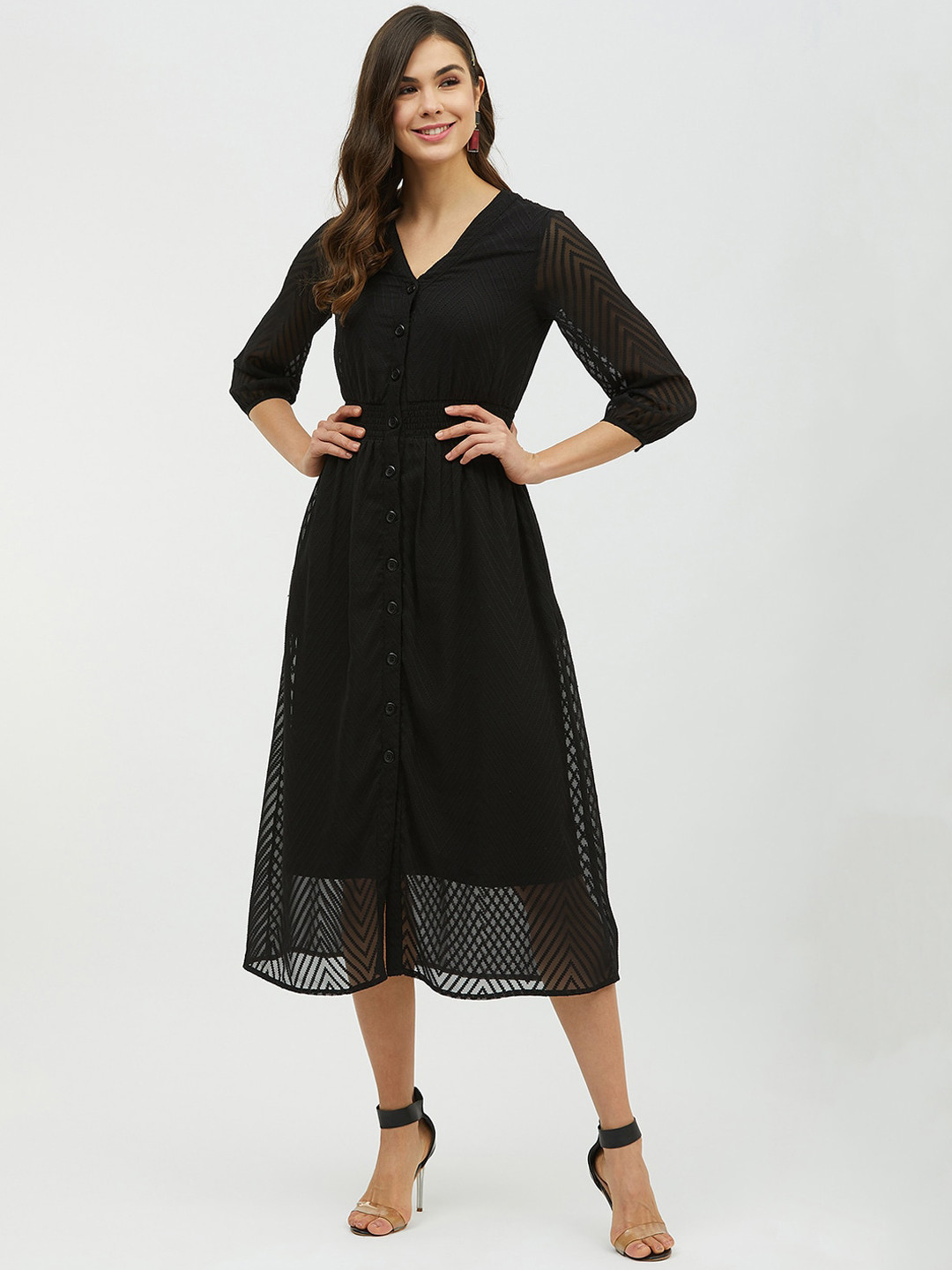 

Harpa Women Black Solid A-Line Dress