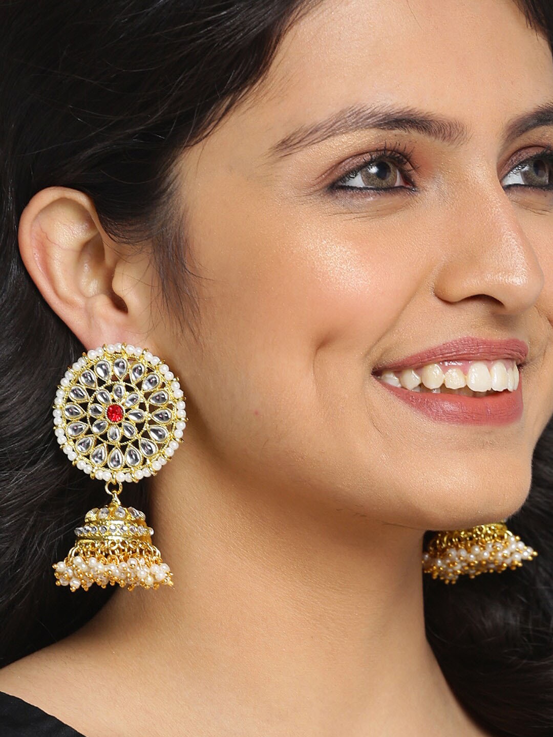 

Shining Diva Gold-Plated Dome Shaped Jhumkas
