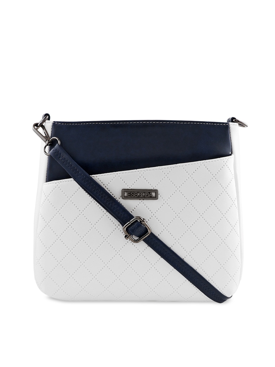 

ESBEDA White & Navy Blue Colourblocked Sling Bag