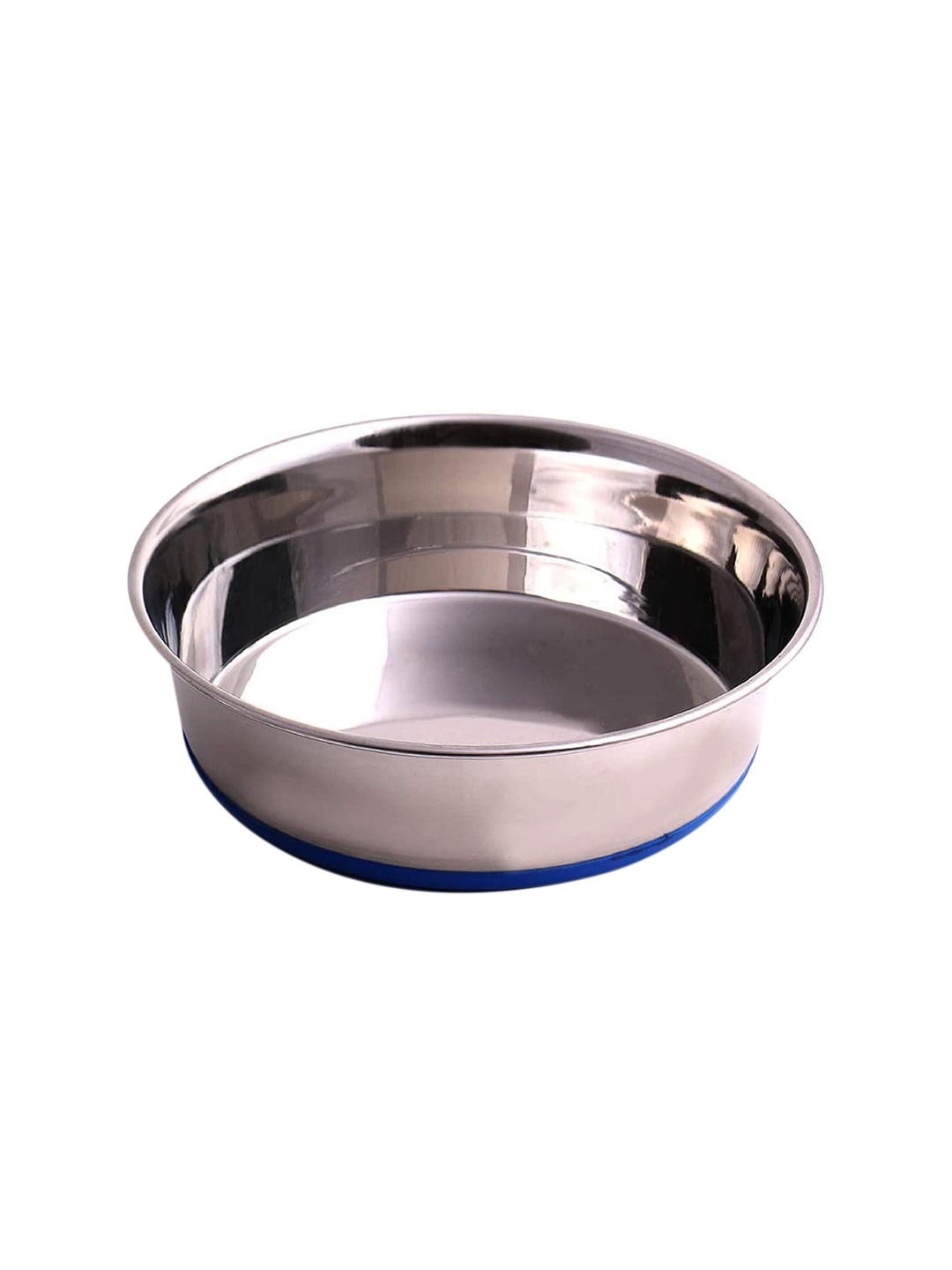 

PETS EMPIRE Unisex Silver-Toned & Blue Solid Dog Bowl With Silicone Base