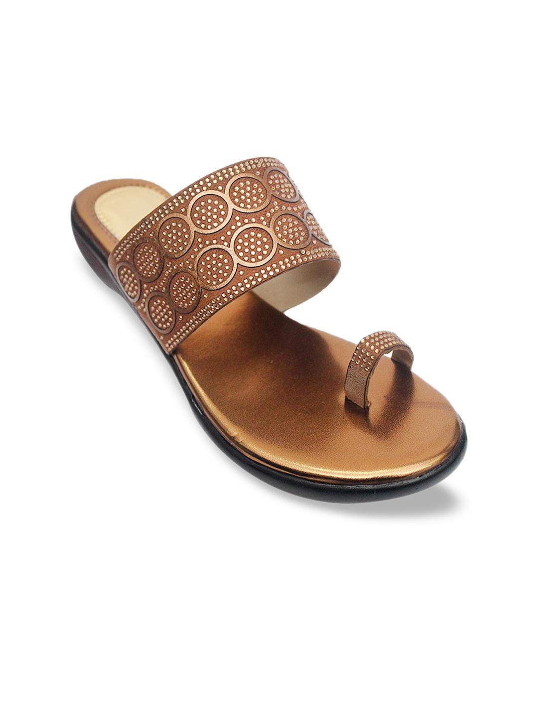 

FREECO Women Gold-Toned Embellished One Toe Flats