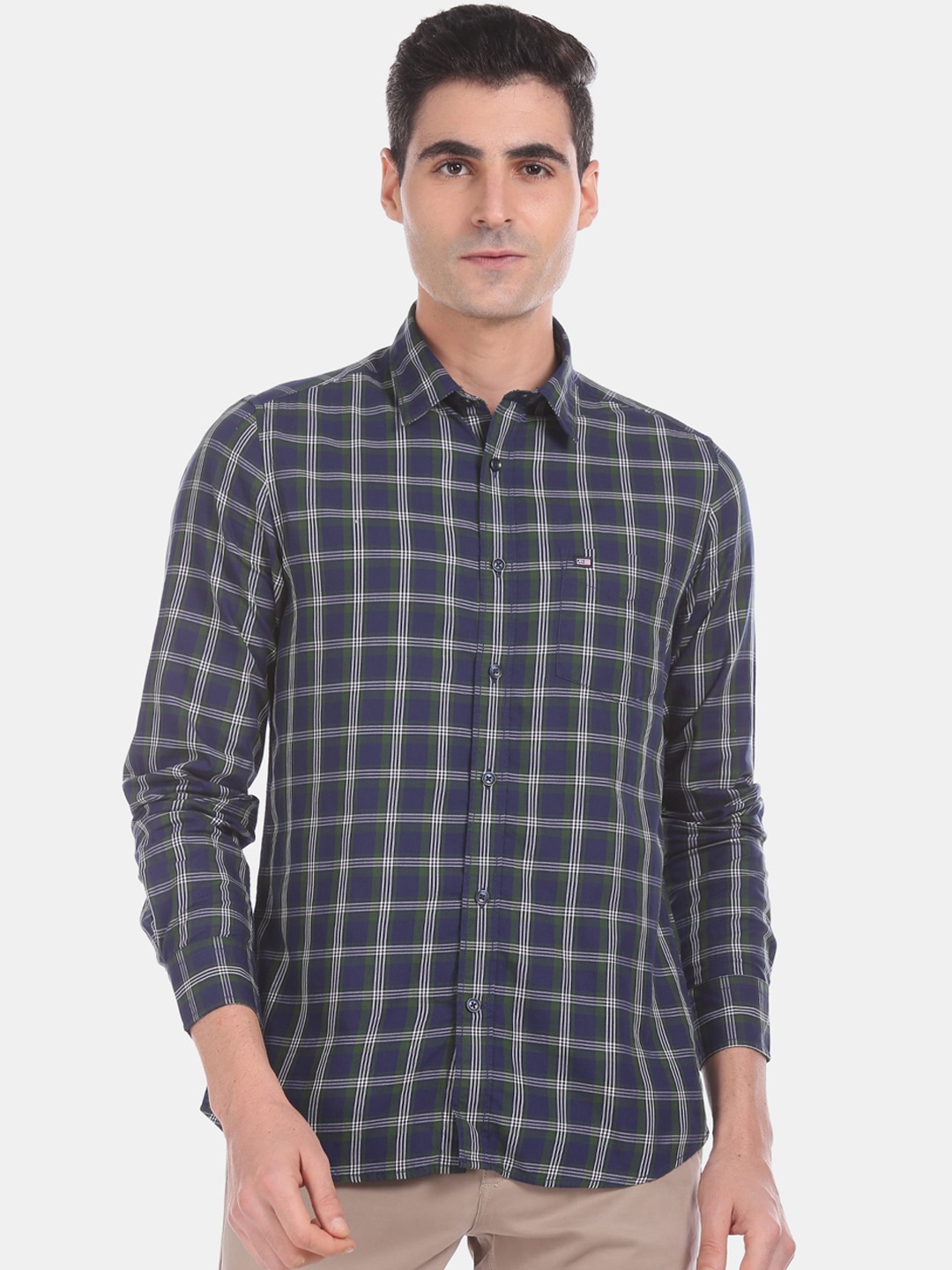 

Arrow Sport Men Blue Regular Fit Checked Cotton Casual Shirt