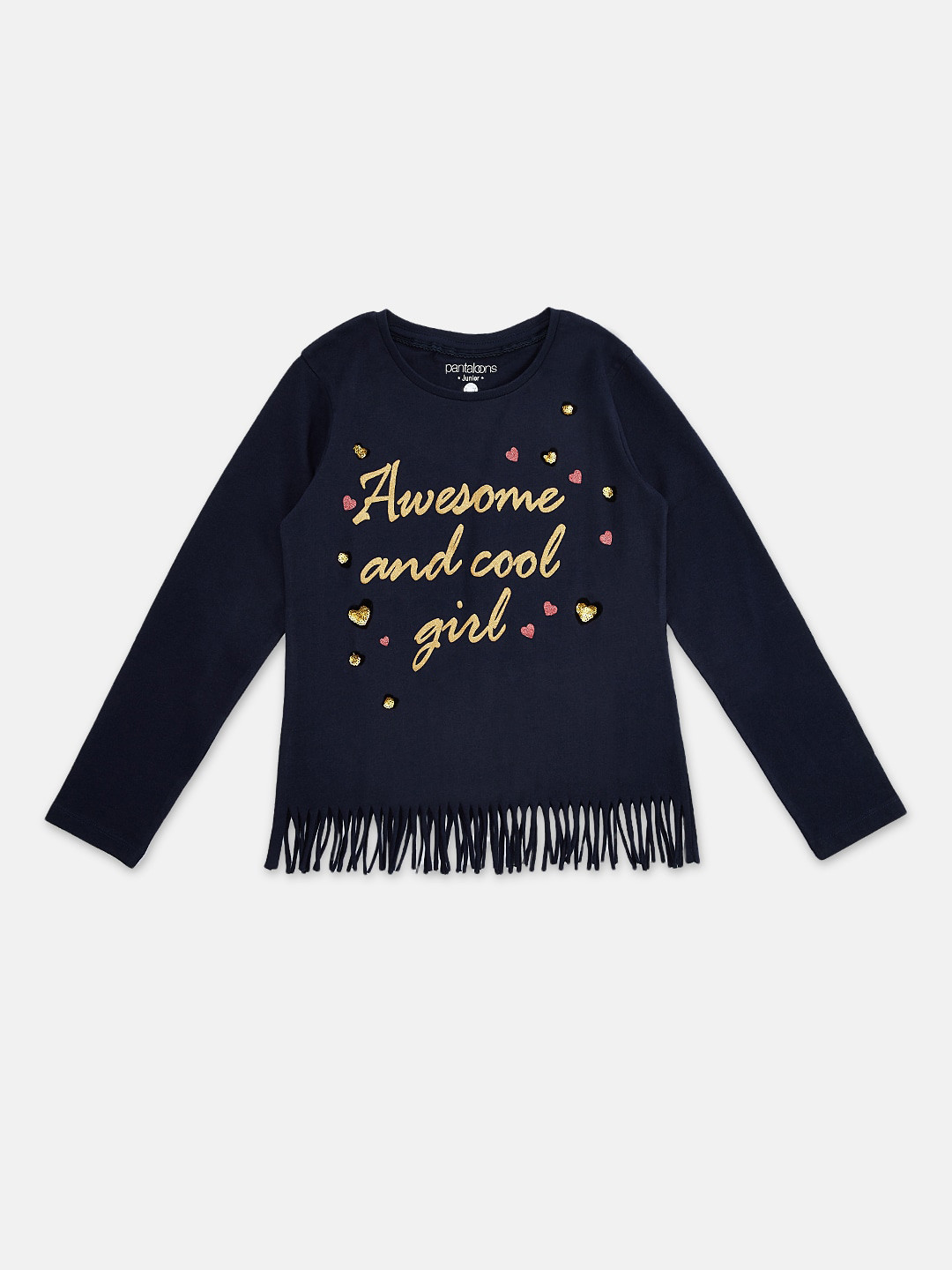 

Pantaloons Junior Girls Navy Blue Printed Round Neck T-shirt