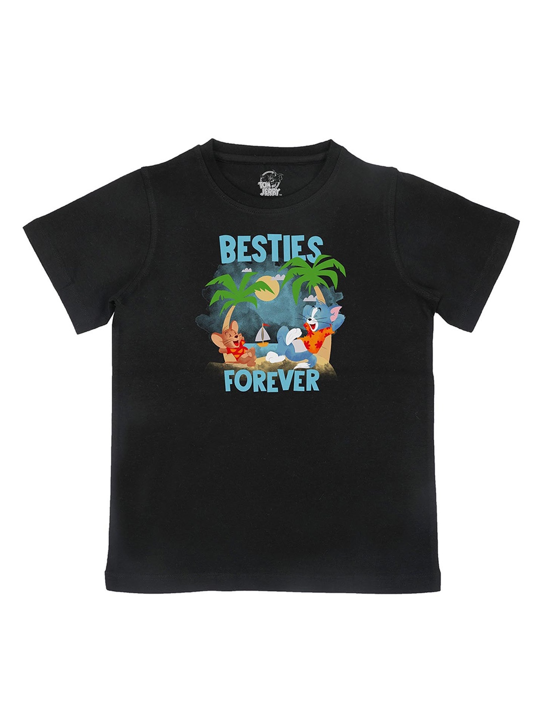 

Tom & Jerry Boys Black Printed Round Neck T-shirt