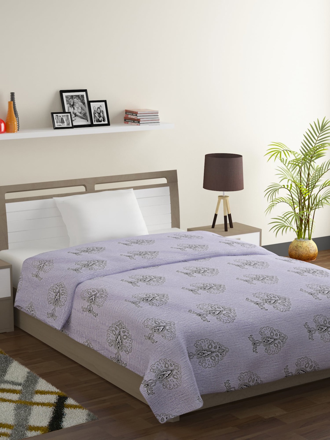

SWAYAM Lavender & Black Ethnic Motifs Mild Winter 150 GSM Single Bed Comforter