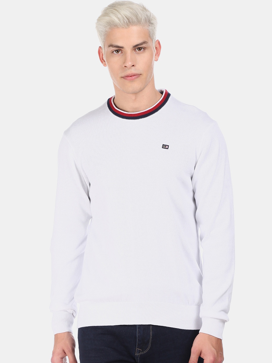 

Arrow Sport Men White Solid Pullover Sweater