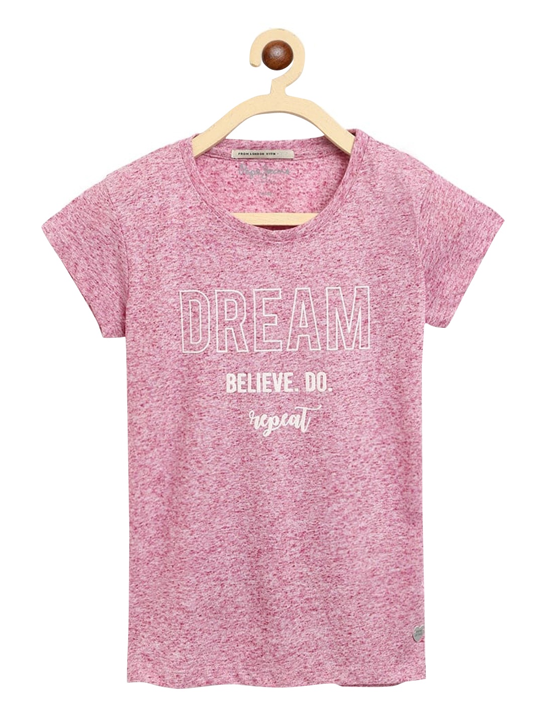 Pepe Jeans Girls Pink Printed Round Neck T-shirt