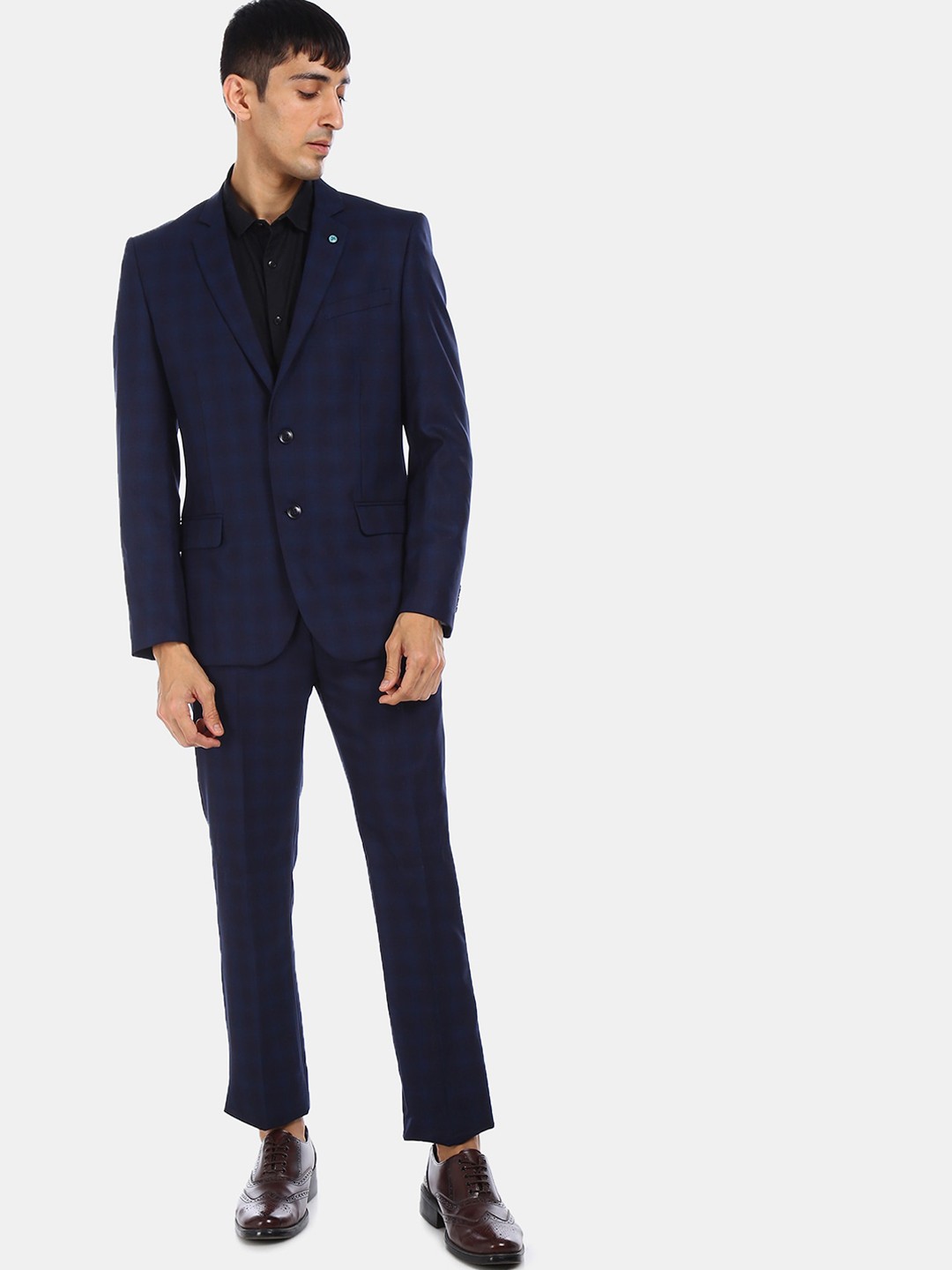 

Arrow Men Blue Checked Single-Breasted Slim Fit Formal Suit