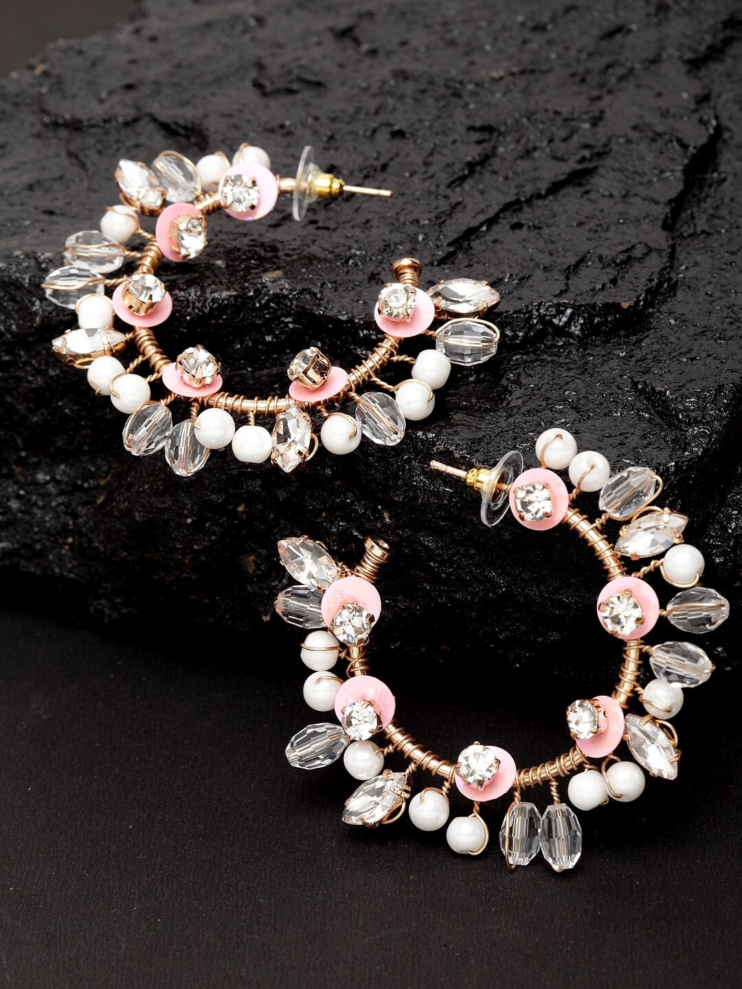 

Madame Pink Contemporary Half Hoop Earrings