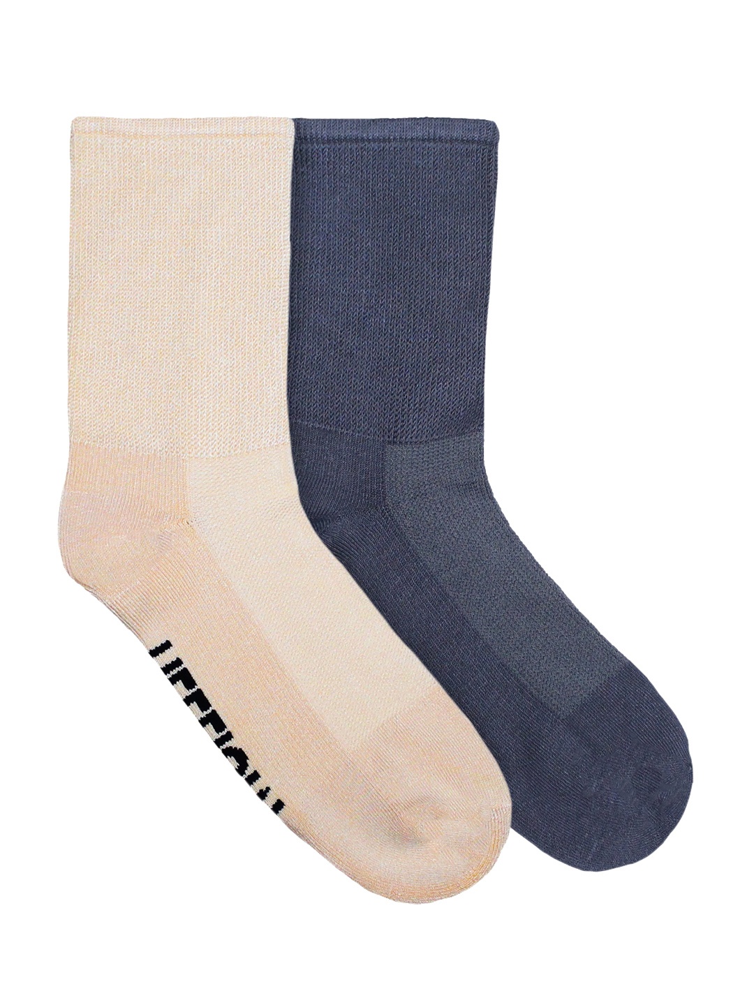 

Heelium Pack Of 2 Solid Calf-Length Socks, Beige