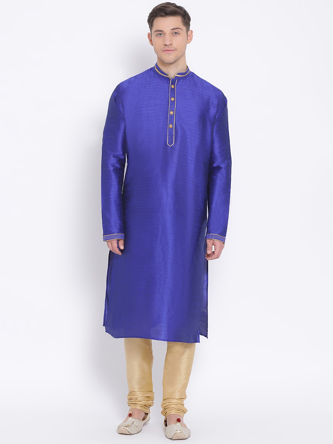 NAMASKAR Men Blue Solid Kurta