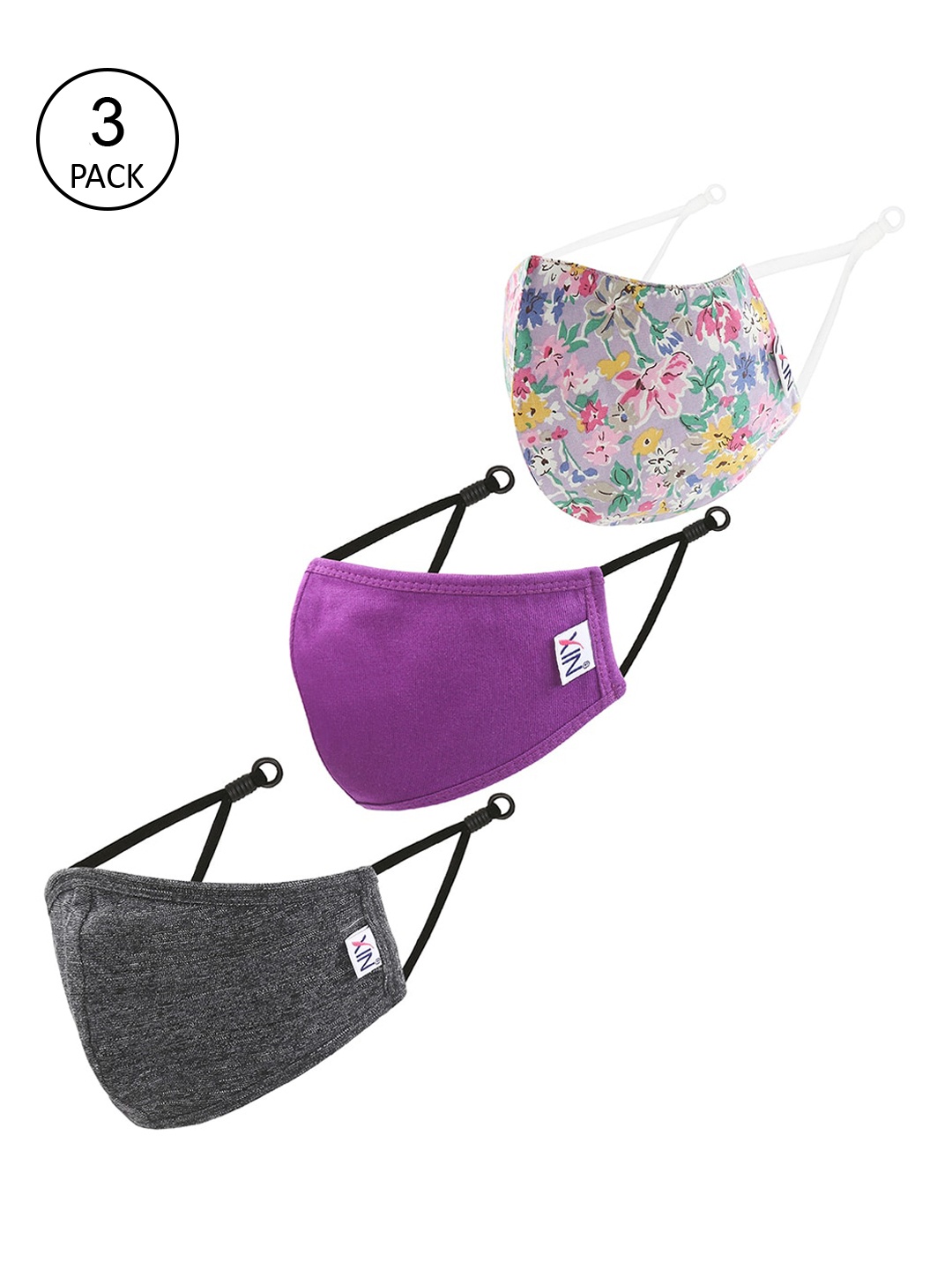 XIN Pack Of 3 Assorted 2-Ply Reusable Cloth Masks