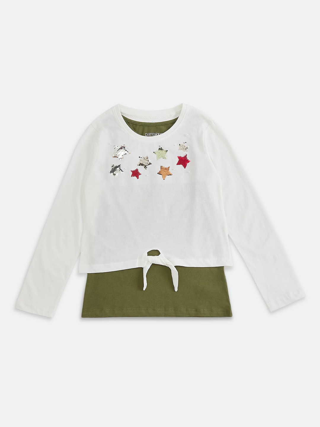 

Pantaloons Junior Girls White Printed Round Neck Pure Cotton T-shirt