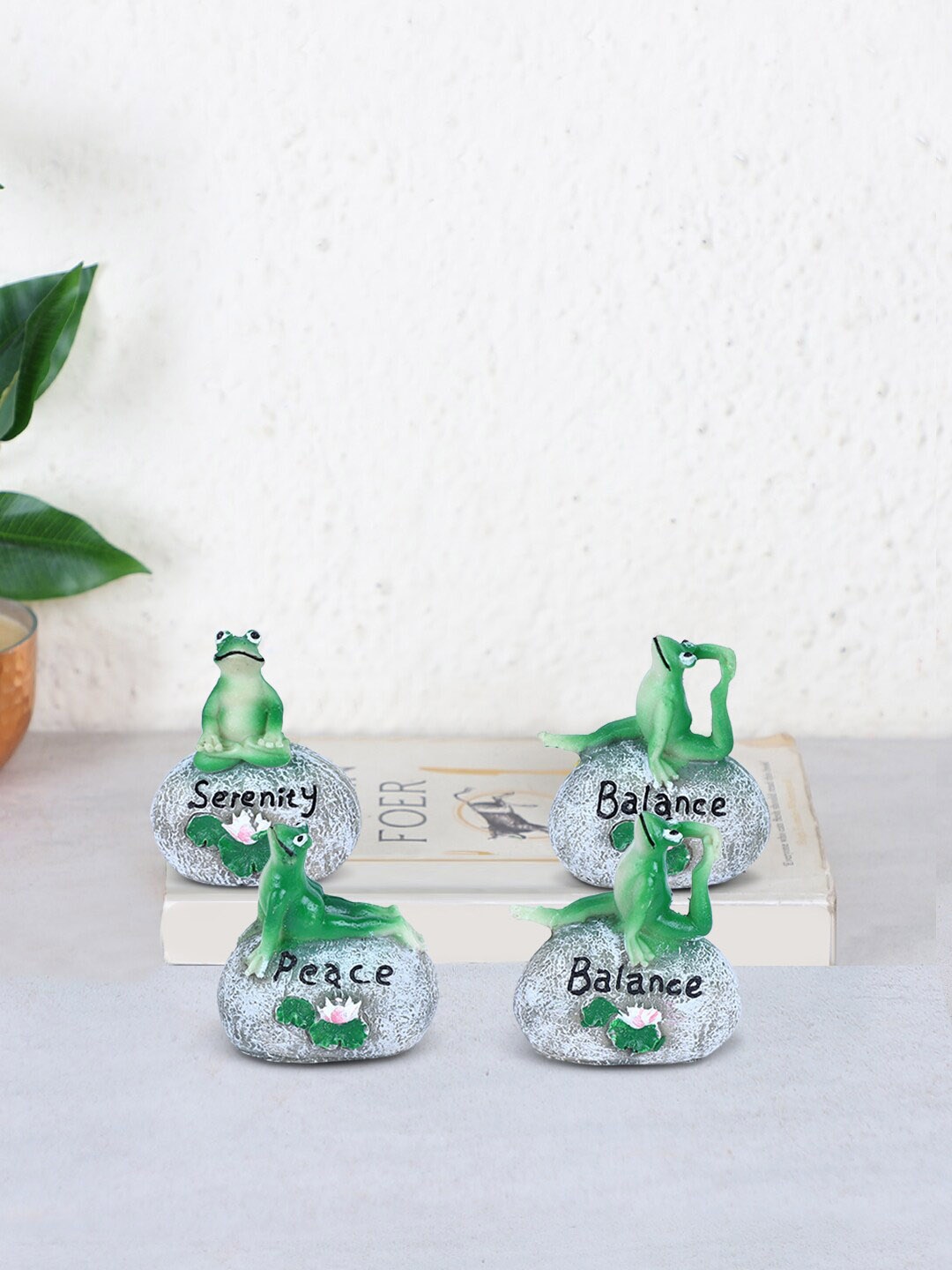 

TIED RIBBONS Set of 4 Frog Showpiece Figurine, Multi