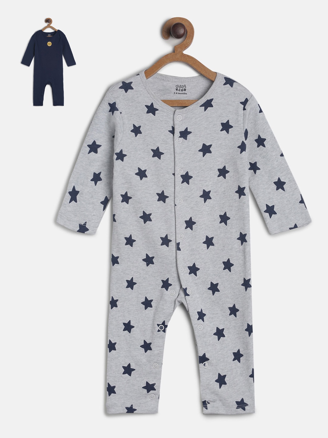 

MINI KLUB Infant Kids Pack Of 2 Rompers, Grey