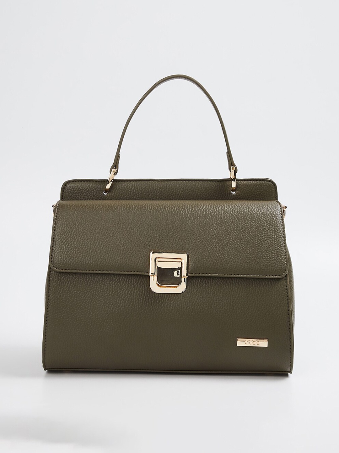 

CODE by Lifestyle Olive Green Solid Satchel Bag