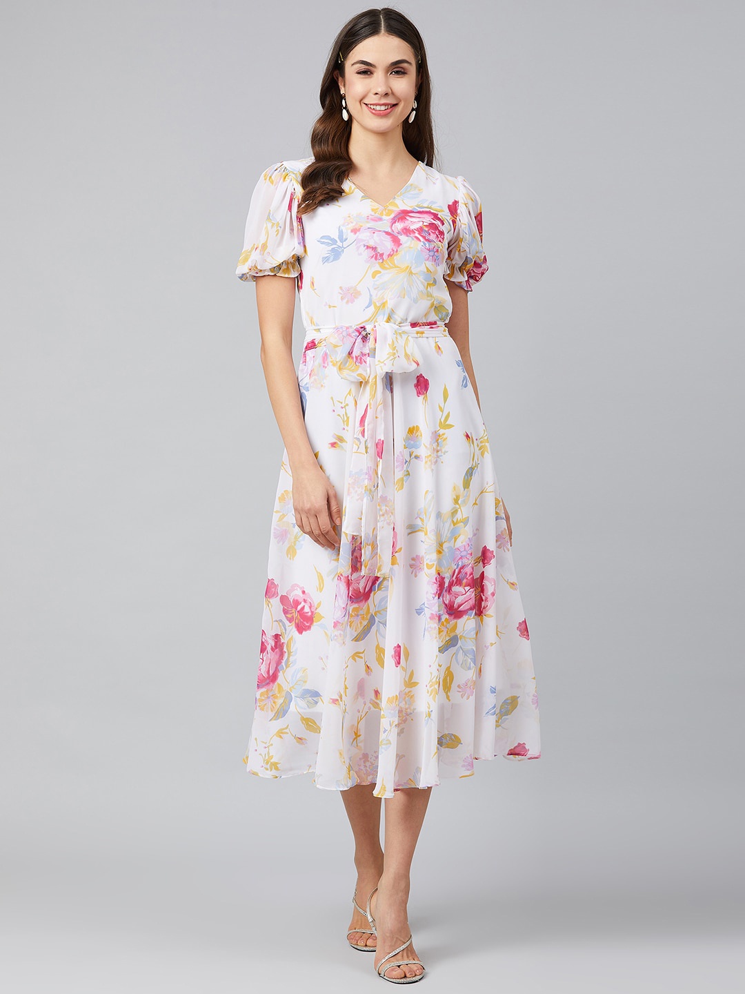 

Marie Claire Women Multicoloured Printed Fit and Flare Dress, Multi