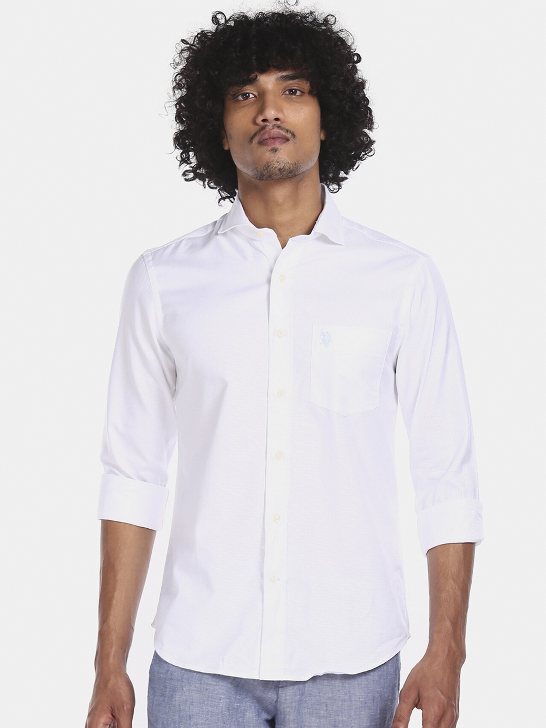 

U.S. Polo Assn. Men White Regular Fit Solid Casual Shirt