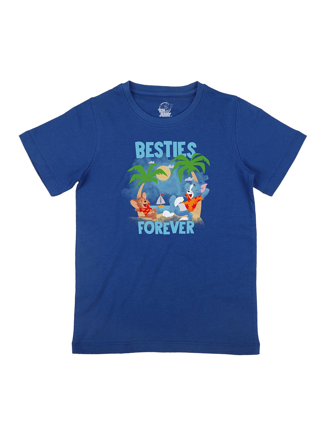 

Tom & Jerry Boys Blue Solid Round Neck T-shirt