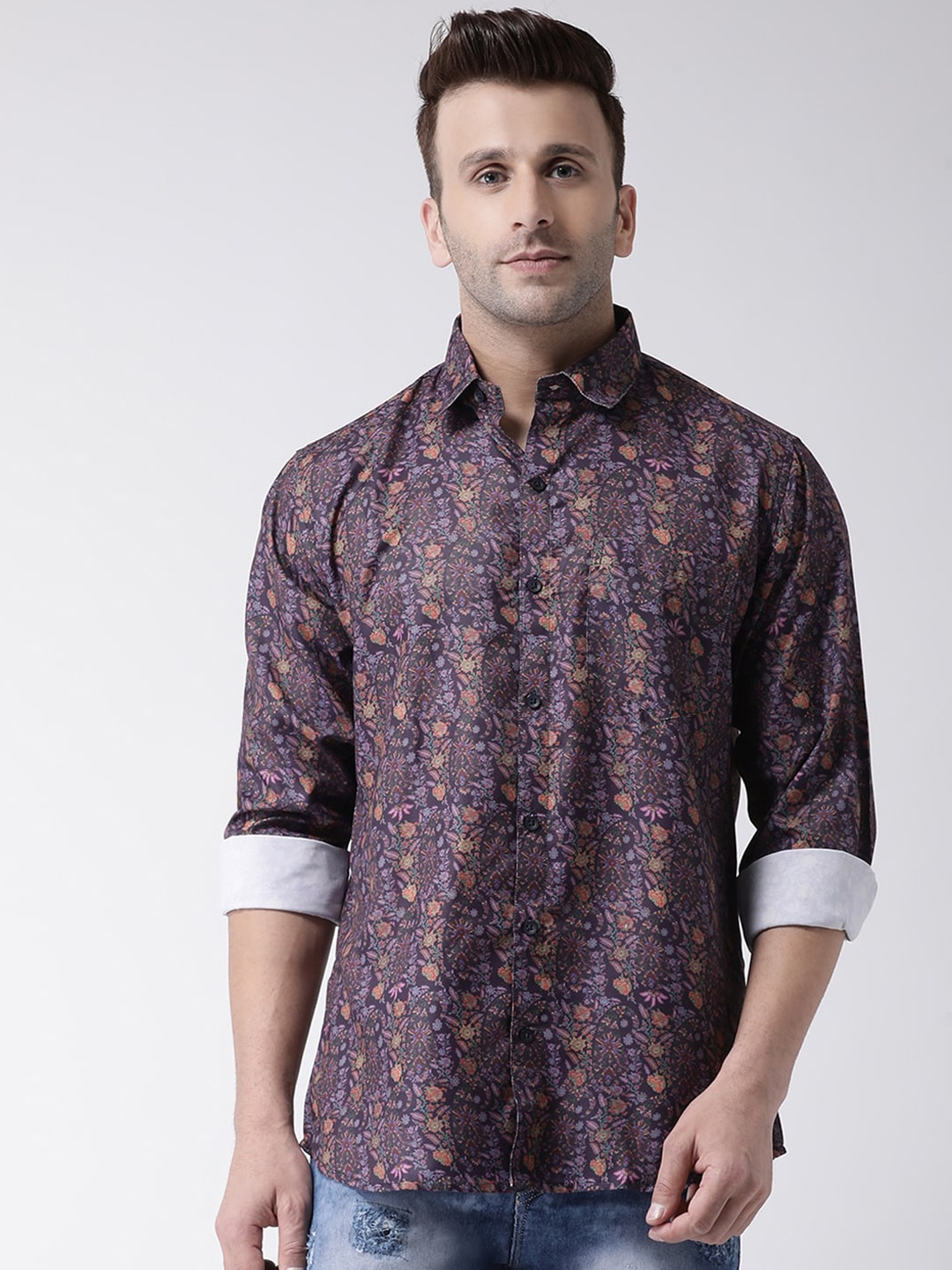 

hangup trend Men Purple Slim Fit Printed Casual Shirt