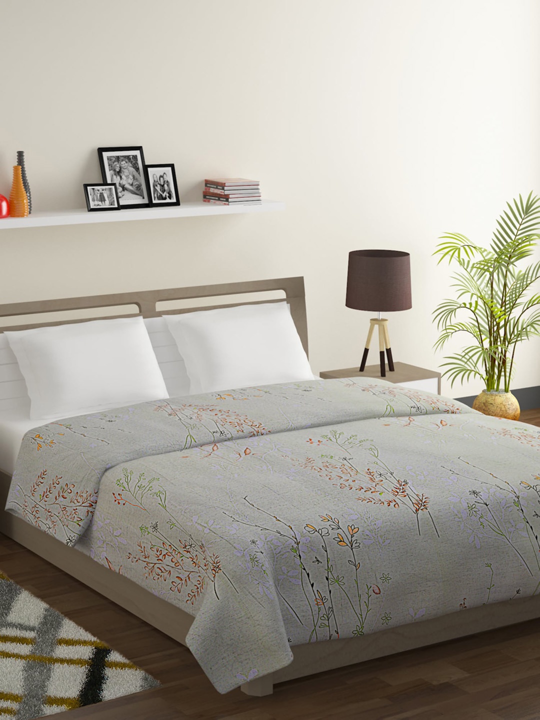 

SWAYAM Grey & Green Geometric Mild Winter 150 GSM Double Bed Comforter