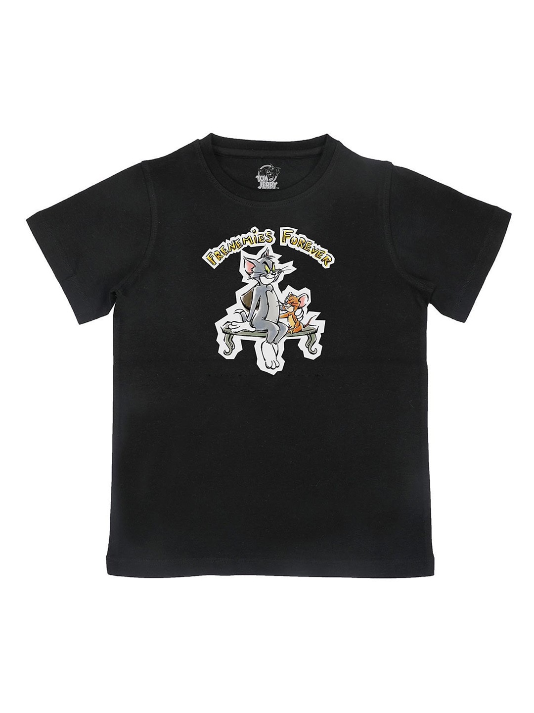 

Tom Jerry Boys Black Printed Round Neck Cotton Pure Cotton T-shirt