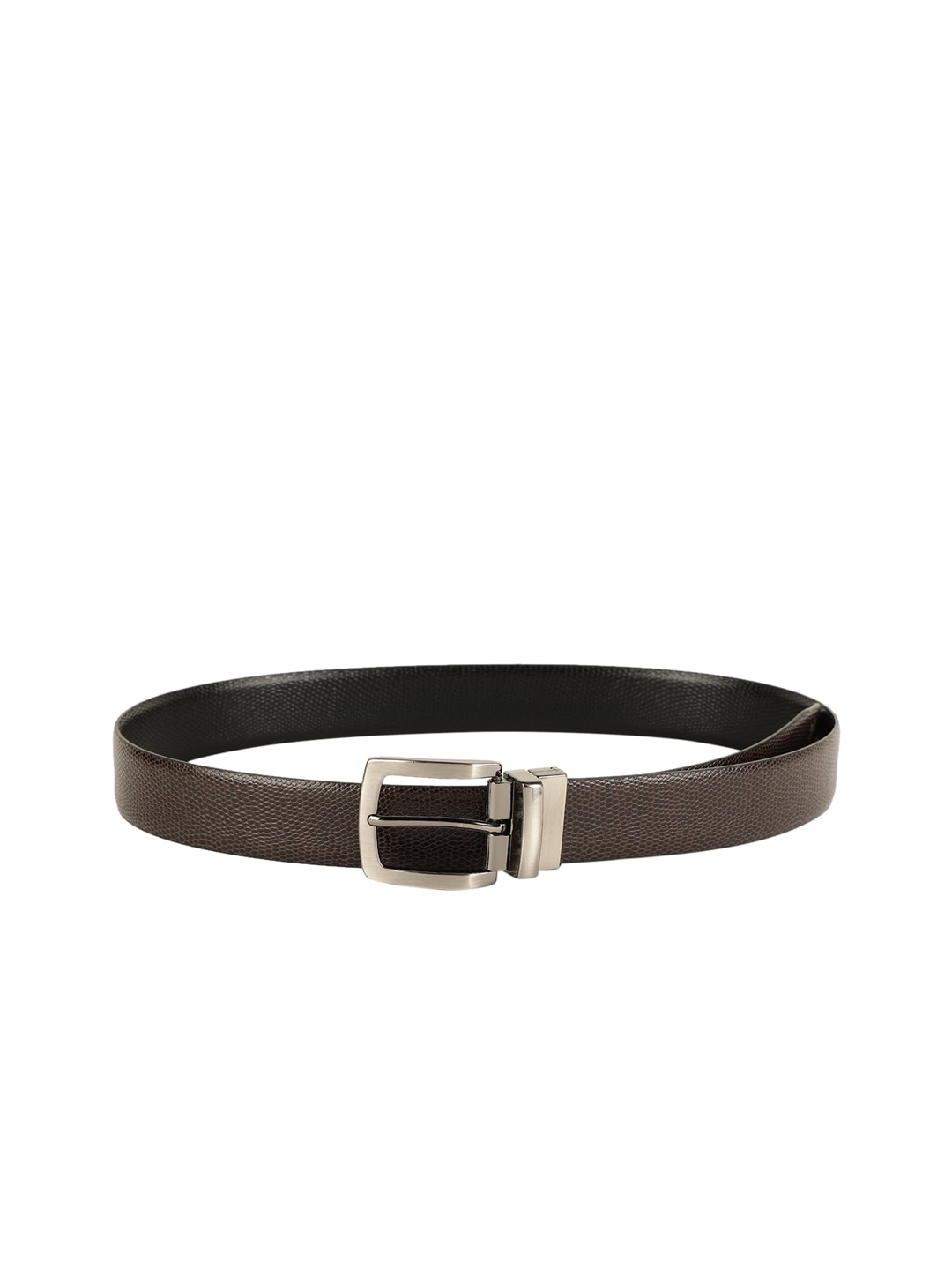ZEVORA Men Brown & Black Textured Belt