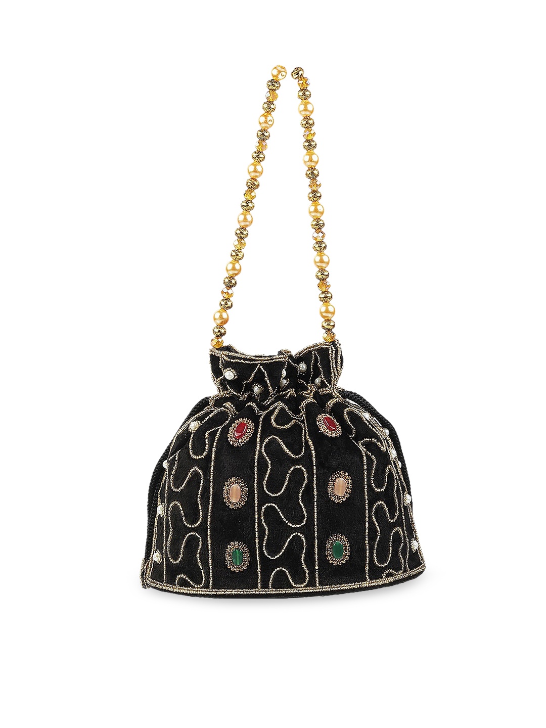 

Metro Black Embellished Potli Clutch