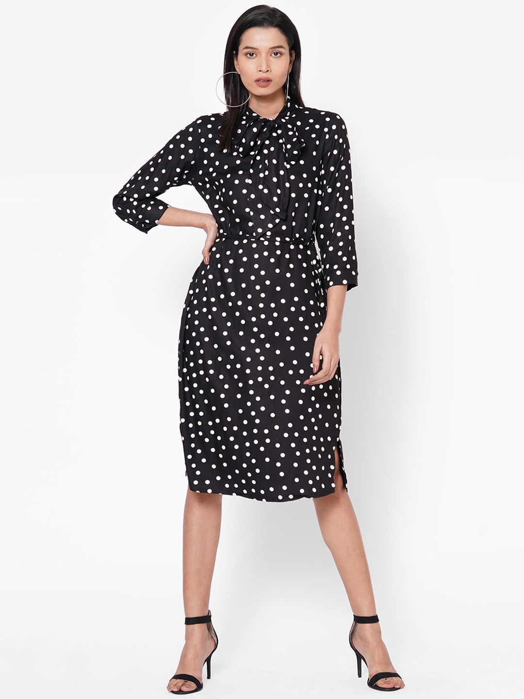 

109F Women Black Printed Shirt Dress