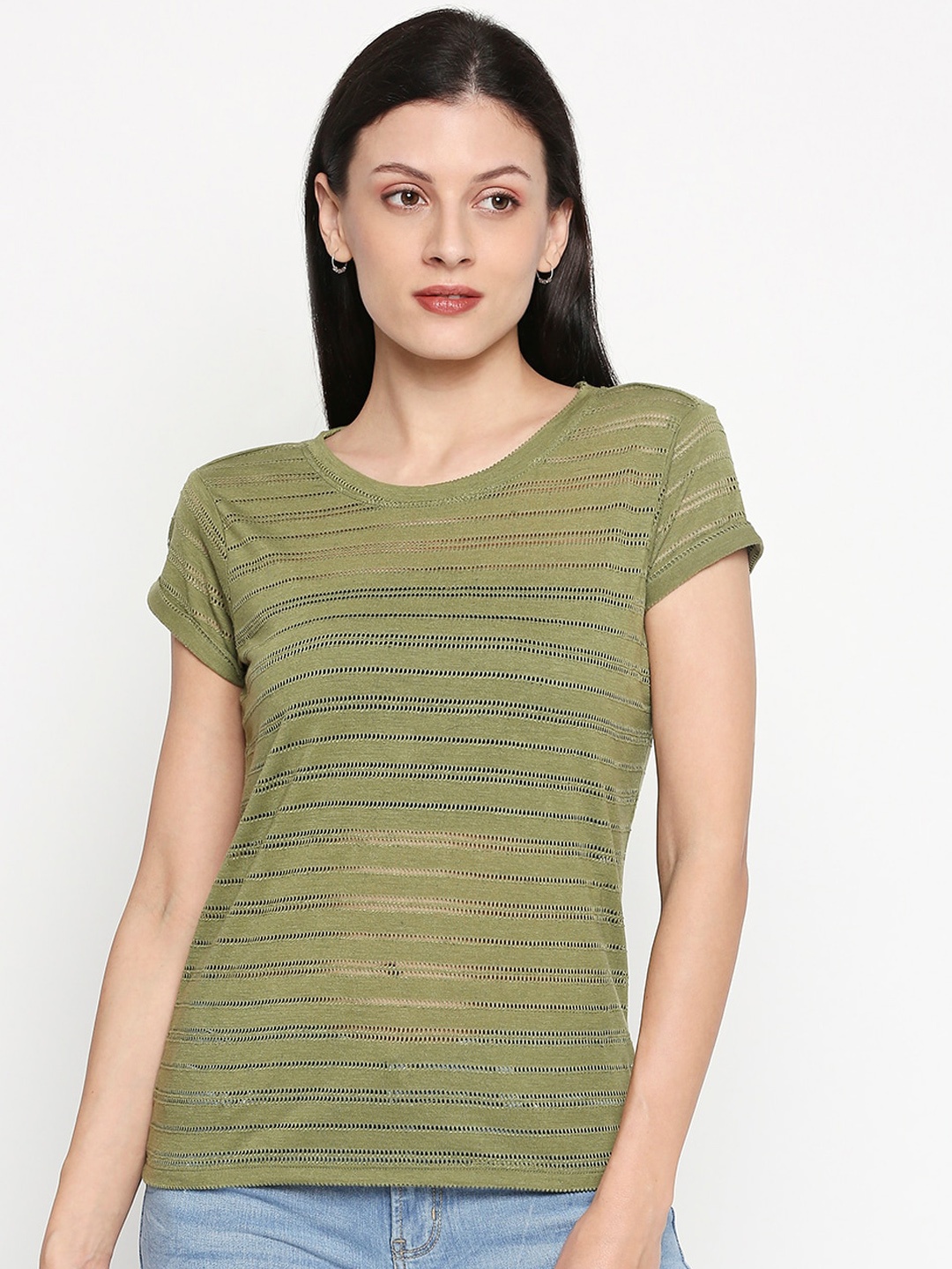 

People Olive Green Pure Cotton Top