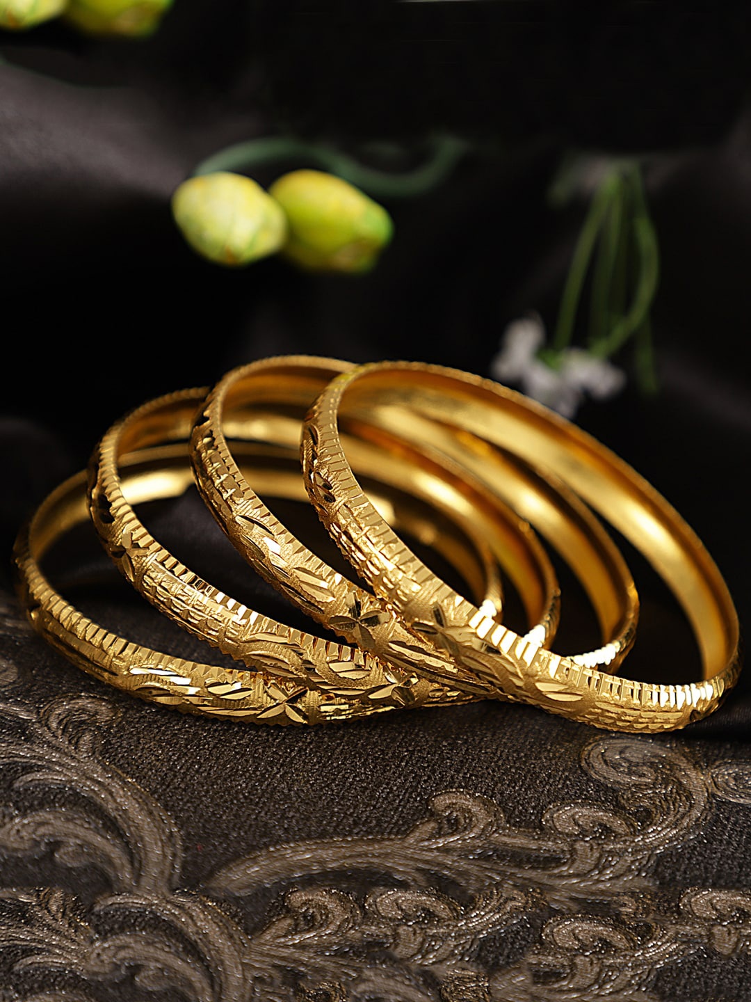 

Shining Diva Set of 4 Gold-Plated Handcrafted Bangles