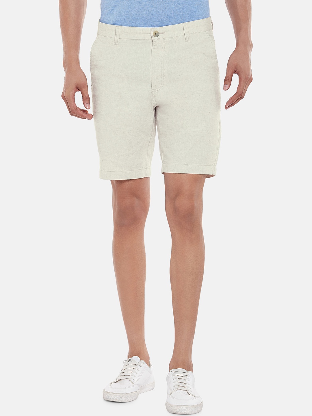 

BYFORD by Pantaloons Men Beige Solid Slim Fit Regular Shorts