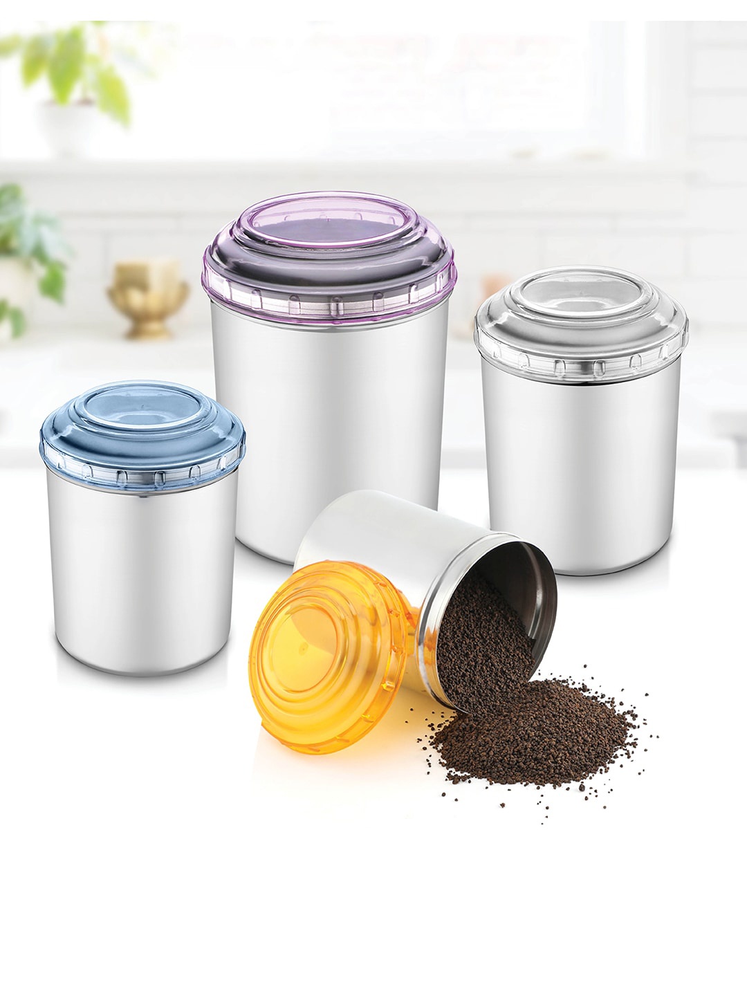 

Jensons Set Of 16 Silver-Toned Solid Stainless Steel Canisters