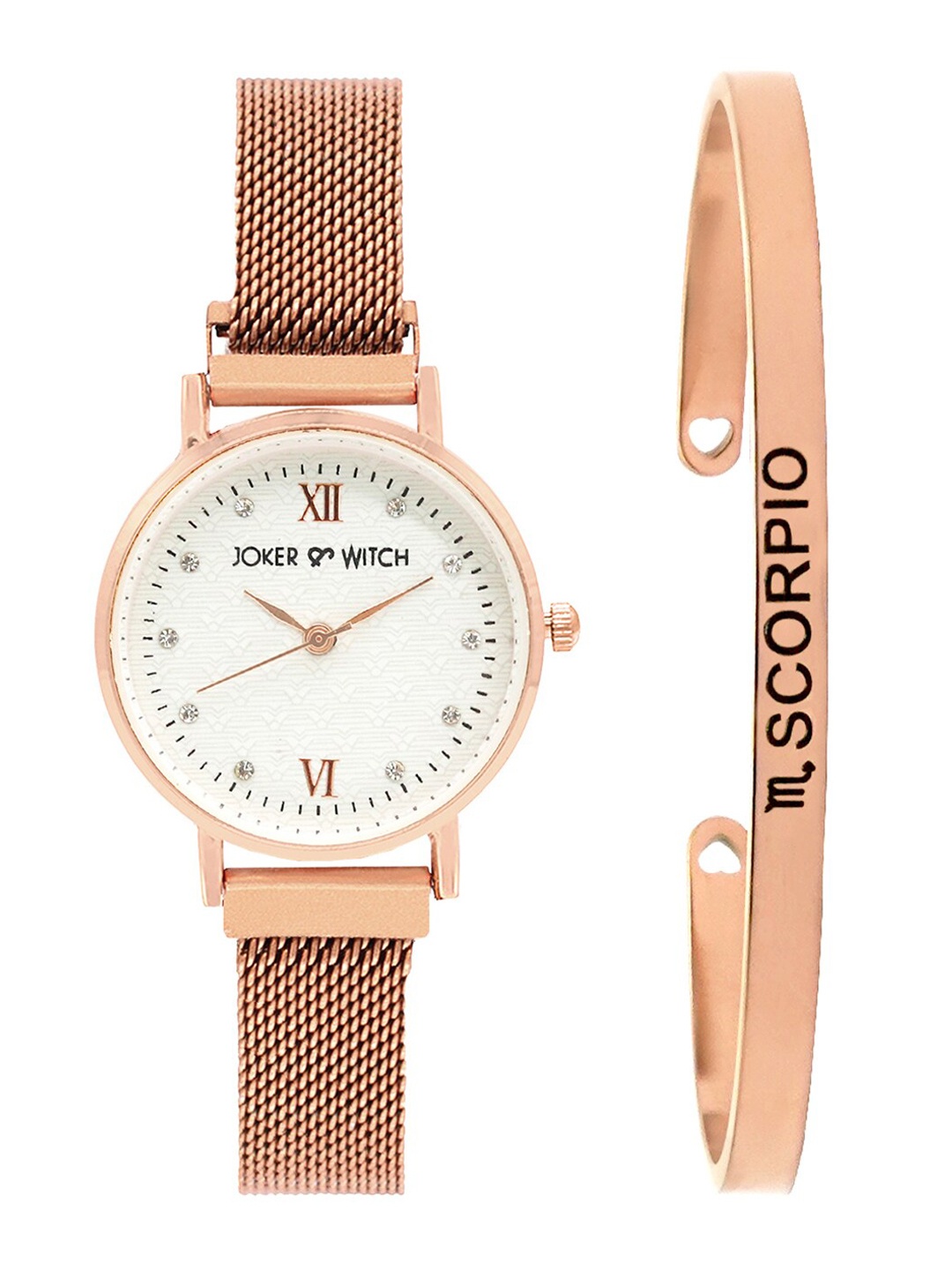

JOKER & WITCH Women White & Rose-Gold-Toned Watch Gift Set JWBS316